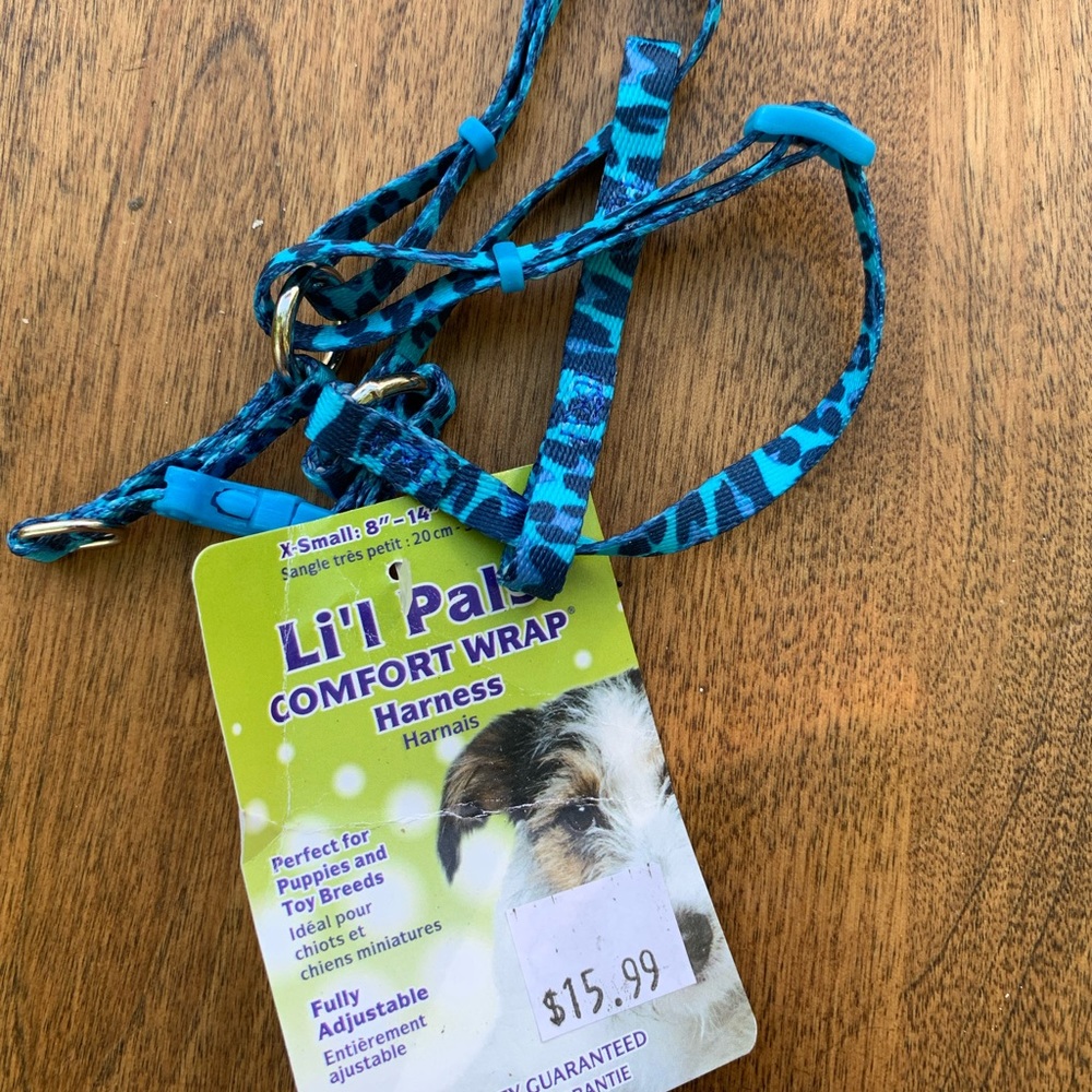 Lil pals blue leopard print xs harness
